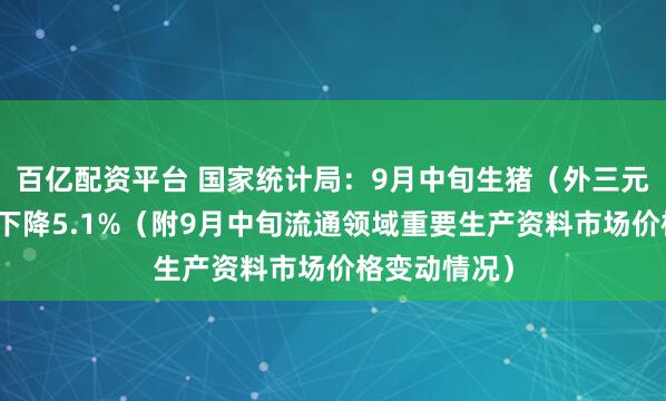 百亿配资平台 国家统计局：9月中旬生猪（外三元）价格环比下降5.1%（附9月中旬流通领域重要生产资料市场价格变动情况）