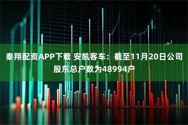 秦翔配资APP下载 安凯客车：截至11月20日公司股东总户数为48994户