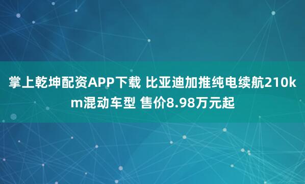 掌上乾坤配资APP下载 比亚迪加推纯电续航210km混动车型 售价8.98万元起