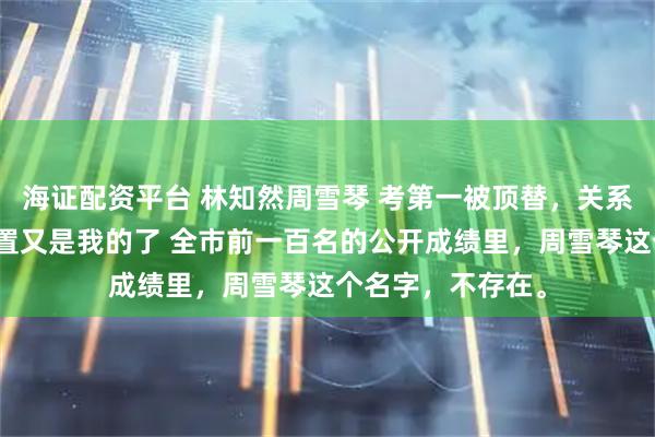 海证配资平台 林知然周雪琴 考第一被顶替，关系户退学后那个位置又是我的了 全市前一百名的公开成绩里，周雪琴这个名字，不存在。
