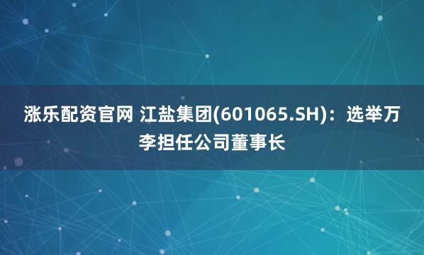 涨乐配资官网 江盐集团(601065.SH)：选举万李担任公司董事长