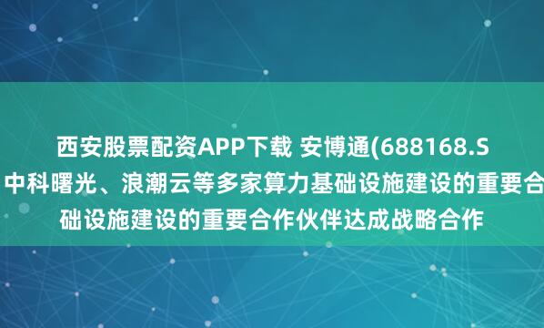 西安股票配资APP下载 安博通(688168.SH)：已与江原科技、中科曙光、浪潮云等多家算力基础设施建设的重要合作伙伴达成战略合作