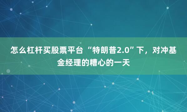 怎么杠杆买股票平台 “特朗普2.0”下，对冲基金经理的糟心的一天